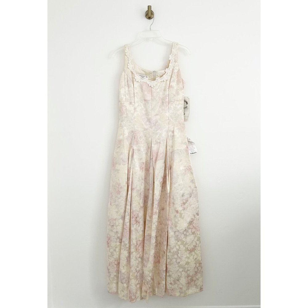 Vtg Deadstock 1980s Scott McClintock Pastel Floral Tapestry Party Gown Dress